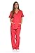 Just Love Women's Scrub Sets Six Pocket Medical Scrubs (V-Neck With Cargo Pant), Red, Medium