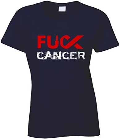 Fuck Cancer - Awareness T-Shirt / Navy Shirt / Ladies Fitted M Navy