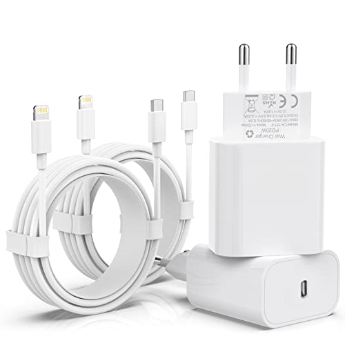 [MFi Certified] 20W USB C Ladegerät,4er Pack iPhone Ladegerät und iPhone Ladekabel, USB C Netzteil PD 3.0 Schnellladekabel iPhone auf Lightning Kabel 2M für iPhone 14 Pro Max 13 12 11 XS Max iPad