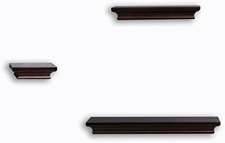 Hotniu Set of Floating Shelves Black Finish Wall Shelving 3pcs
