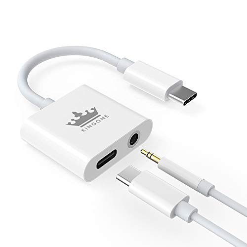 USB C to 3.5mm Aux Adapter, Kingone 2-in-1 Fast Charging USB Type C Audio Headphone Charge Adapter for iPad Pro 2018,Pixel 4 4XL 3 3XL 2XL, Galaxy Note 10/10+,Essential Phone and More USB C Devices