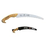 Samurai W-330-LH 13" (33cm) Heavy Duty Wooden Handle Curved Hand Saw + Carrying Case, Made in Japan.
