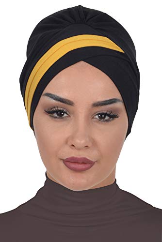Instant Turban Cotton Scarf Head Wrap Cancer Chemo Headwear Two Colr Black Mstrd