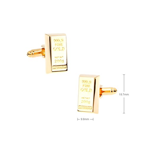 Gold Platted Bullion Bar Cufflinks Cuff Links Money Business Investor Gangster
