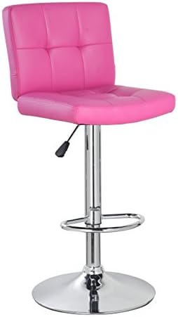 Anji Modern Furniture Swivel Adjustable Height Bar Stool with Back, Bar Chair, Pink