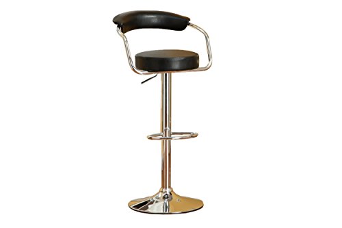 Poundex 2 Piece PU Round Seat Barstool Set, Black