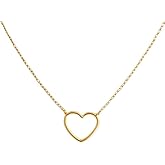 Luaa Cute Heart Necklace Tiny 14k Gold Heart Pendant Choker Necklaces Small Gold Love Open Heart Chain Necklace for Women Dainty Gold Necklace Gifts for Her