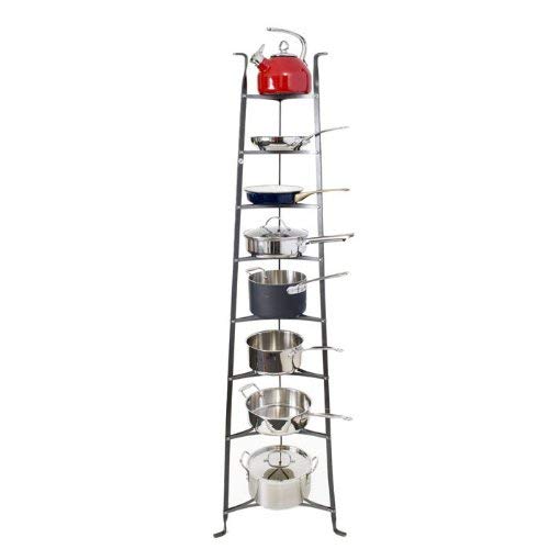 Enclume 8Tier Cookware Stand, Free Standing Pot Rack, Hammered Steel