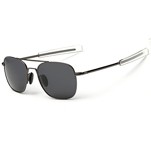 WPF Retro Polarized Sunglasses Aviator Sun Glasses for Men (As Picture, Gun-grey Frame Black Grey Lens)