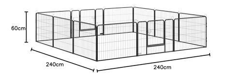 PawHut Dog Playpen, 31.5" W Heavy-Duty Metal Puppy Play Pen, Pet Exercise Fences for Outside and Indoor, DIY Design with Door for Small Dogs, 12 Panels, 23.5" H
