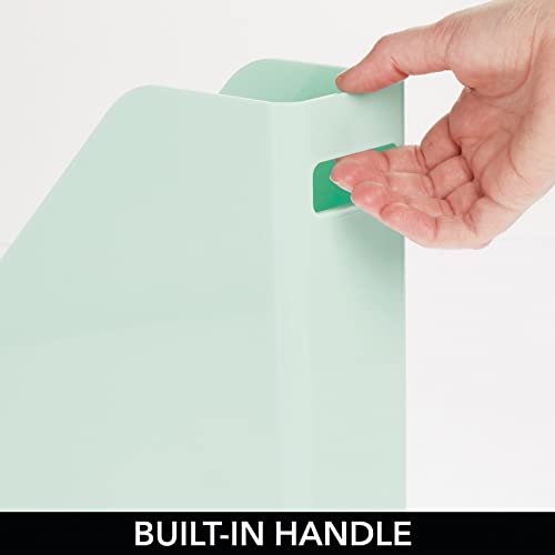 mDesign Plastic Slim Vertical File Folder Bin Storage Organizer with Handle Hold Notebooks