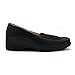 Women Wedge Comfort Walking Shoes Elastic Cushion Black Slip On Loafer (5.5, Black)