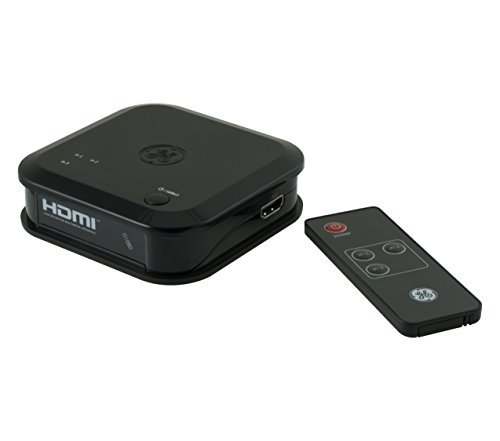 GE HDMI Switch with Remote, 3 Input 1 Output, HDMI 2.0 4K @ 60Hz 1080P HDCP2.2 Compatible, for Roku, Fire Stick, DVD Blu-ray Players, Cable Box, PlayStation, Xbox, Unidirectional, 31046