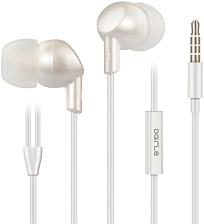 Earbuds with Microphone Dairle Smart Size for Small Ear Mobile Phone Earphone With MIC for iPhone Android Phone (White)