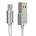 Micro USB Charger Cord for Andriod Smartphone Digital Camera Toys PDA Tables Connection 2.4 A（39 inchs silver)