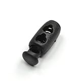 Bluecell 20 Pcs of Plastic Double Holes Stop Toggle Sliding Lock for Shoelace Sport Backpack (Black)