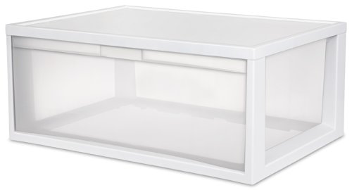 UPC 073149237583, Sterilite 23758003 Large Tall Modular Drawer, White Frame with Clear Drawers, 3-Pack