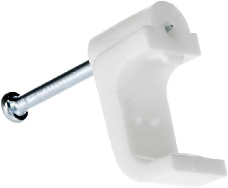 Merriway BH04742 Flat Cable Clips 50 Pcs White Twin Earth 6mm Electrical Fixings