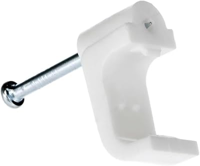 Merriway BH04742 Flat Cable Clips 50 Pcs White Twin Earth 6mm Electrical Fixings