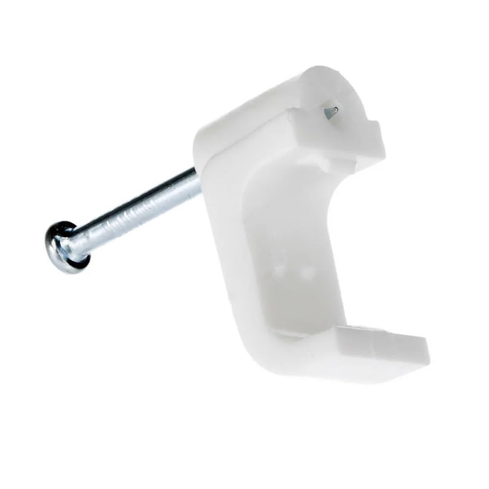 Merriway BH04742 (50 Pcs) Flat Cable Clip for Twin and Earth White 6.0mm - Pack of 50 Pieces