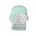 Malarkey Kids Munch Mitt Teething Mitten - The Original Mom-Invented Silicone Teether Mitten with Travel Bag - Ideal Teething Toys for Baby Shower Gift - Mint Green Triangles