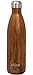 MIRA Vacuum Insulated Travel Water Bottle | Leak-Proof Double Walled Stainless Steel Cola Shape Sports Water Bottle | No Sweating, Keeps Your Drink Hot & Cold | 25 Oz (750 ml) (Wood)