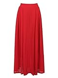 Choies Women's Red/Black/Green Casual Plain High Waist Chiffon Midi Skirt