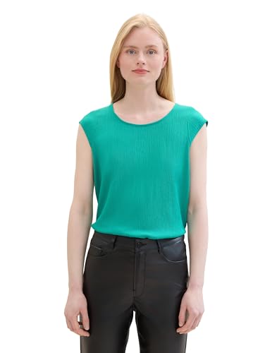 TOM TAILOR Denim Top básico de Mujer con Mangas con Capucha, 35363 - Verde Brillante, XXL
