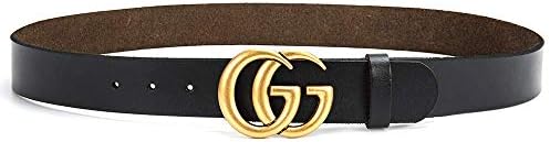 GG Buckle Belt for Women Black Genuine Leather