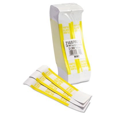 Self-Adhesive Currency Straps, Yellow, $1,000 in $10 Bills, 1000 Bands/Pack, Sold as 1000 Each