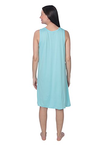 Active Club Women's Sleep Dress Nightgown with Lace, Blue/Small