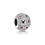 Pandora Silver Bead Sparkling Mickey Hearts Disney Cz Charm 791457cz