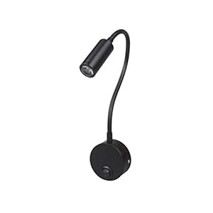 Uonlytech 2 stuks bureau werk LED lamp 3 Watt muur leeslamp met flexibele slang voor slaapkamer lezen badkamer (zwart)