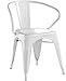 Flash Furniture Luna Commercial Grade White Metal Indoor-Outdoor Chair with Arms