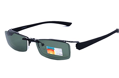 Agstum Mens Half Rimless Myopia Glasses Frame Magnetic Clip On Sunglasses (Black frame with 2pcs clip on, 53mm)