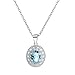D-XinXin Blue Topaz Pendant Necklace Sterling Silver Round Gemstone Chiseled Pendant Necklace Diamond Necklace Chainthumb 4