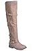 Twisted Women's Layla Wide Width/Wide Calf Over the Knee Faux Leather Riding Boot with Buckle Straps - TAUPE, Size 10