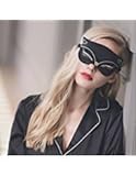 Cute Animal Sleep Eye Mask, OwMell Sexy Fox Cat Double-side Smooth Real Silk Eye Shade with Adjustable Strap Black