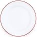 Enamelware Dinner Plate, 10.25 inch, Vintage White/Red (Single)