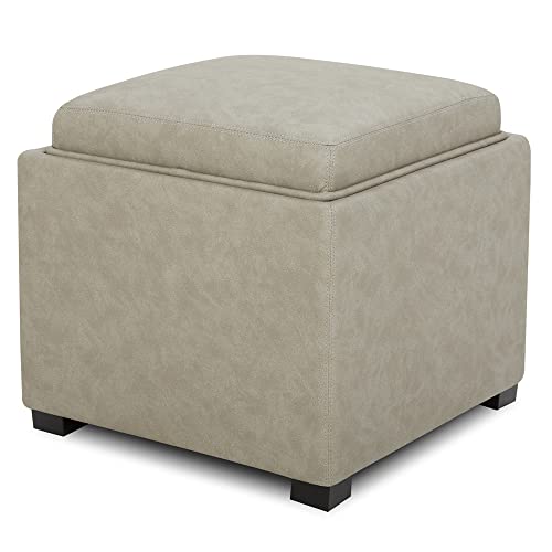 CHITA Storage Ottoman Cube with Tray,Footrest Stool Seat Serve as Side