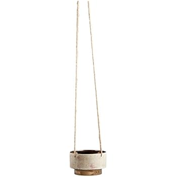 Rivet Mid-Century Modern Stoneware Indoor Hanging Planter Flower Pot with Rope, 5