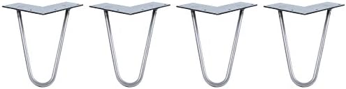 Hairpin Legs Set of 4 - Cold Rolled Steel - Raw and Color Available - Made in The USA (6" Tall, 3/8" Diameter - Raw Steel - Shipped as Set of 4 Legs)