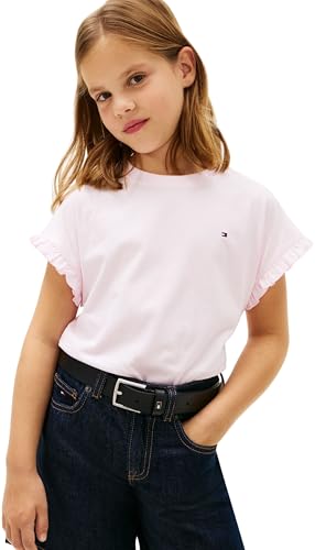 Bambina T-Shirt Maniche Corte Essential Top Relaxed Fit, Rosa (Pearly Pink), 7 Anni