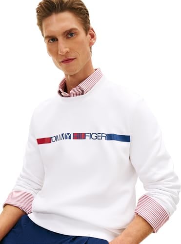 Herren Sweatshirt Brand Love Stripe mit Rundhalsausschnitt, Weiß (White), XXL