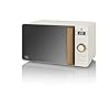 Swan SM22036WHTN, Nordic Digital Microwave, Wood Effect Handle, Soft Touch Housing and Matt Finish, 800W, Cotton White