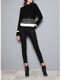 Pantalones vaqueros para dama con cremallera frontal en color negro