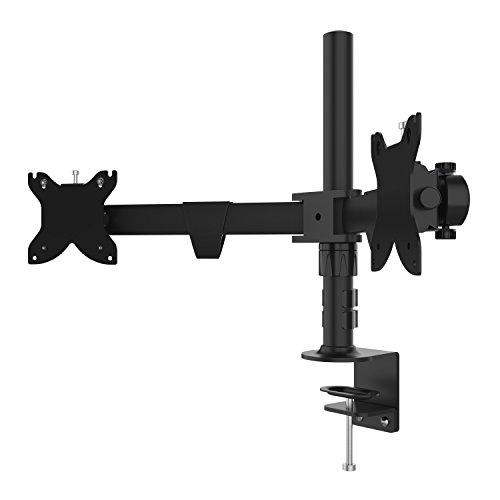 Pixio Universal Gaming Dual Monitor Desk Clamp Mount - 100x100 75x75 VESA Compatible Accessory Dual Monitor Display Mount Up to Two 27-inch