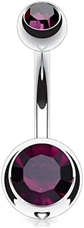 EC Lanes Implant Grade Titanium Purple Double Jeweled Belly Button Ring