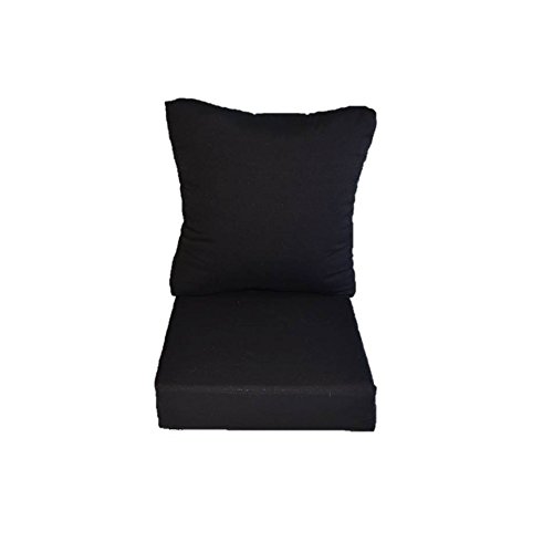 Solid Black Cushions for Patio Outdoor Deep Seating Furniture Chair -
Choice of Size (SEAT CUSHION - 24" W X 24" D / BACK CUSHION - 24" W X
21" D)