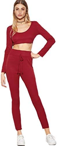 Womens Track Pant and Crop Top for Women with Hoddie(KA_LB90409,Red,Freesize)